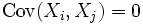 \operatorname{Cov}(X_i, X_j) = 0